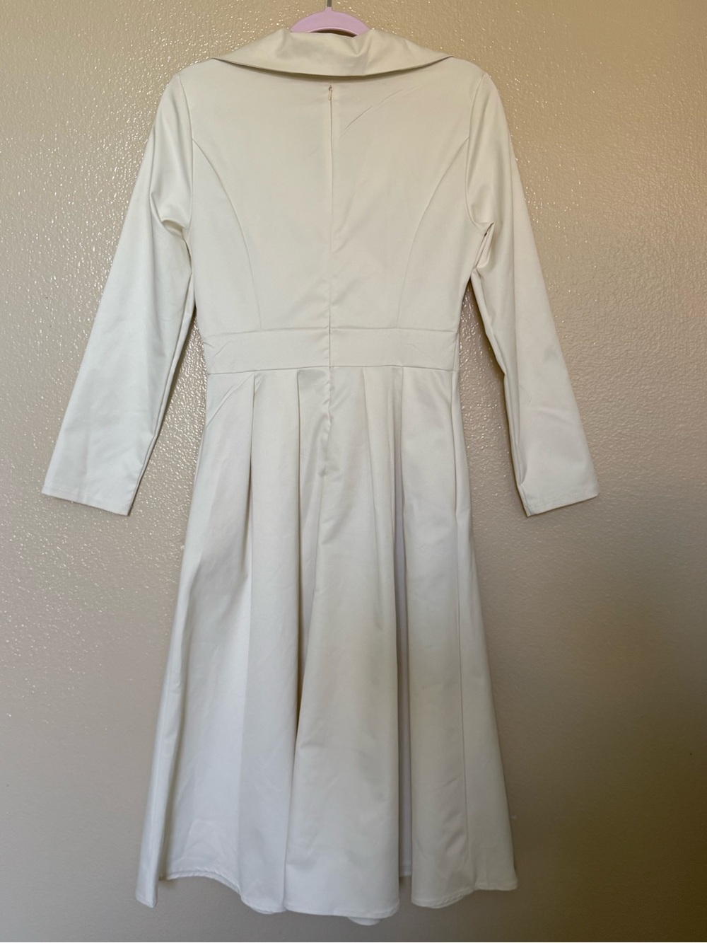 Ivory Long Sleeve Midi Dress Surplice Fit & Flare Bridal Wedding Small - Picture 5 of 11